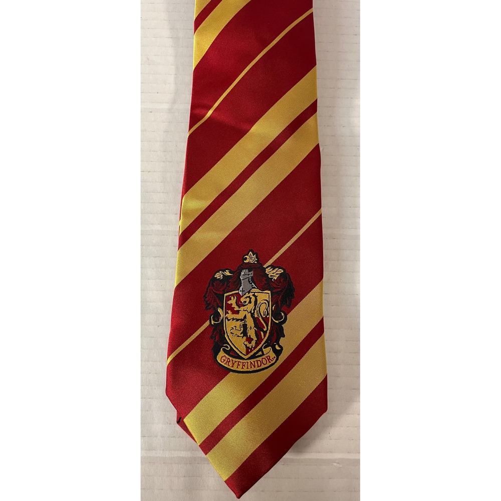 Harry Potter Necktie Mens OS Red Gold Gryffindor Crest Striped Cosplay Tie